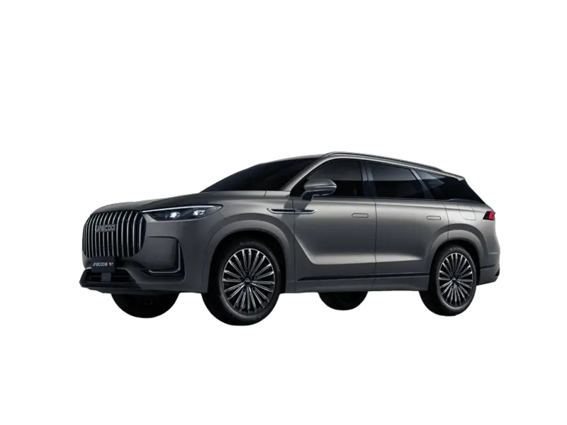 Nuova JAECOO 8 SHS-P vista anteriore, SUV Plug-in Hybrid premium a 7 posti dal design elegante e imponente disponibile presso Auto Zatti.