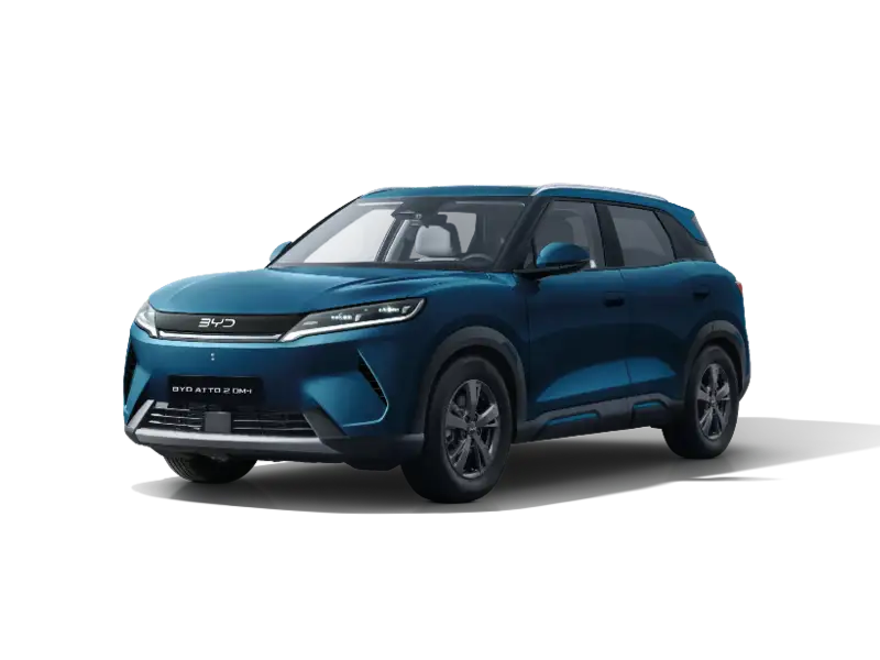 Nuova BYD ATTO 2 DM-i vista anteriore, SUV Plug-in Hybrid compatto dal design moderno e dinamico disponibile presso Auto Zatti.