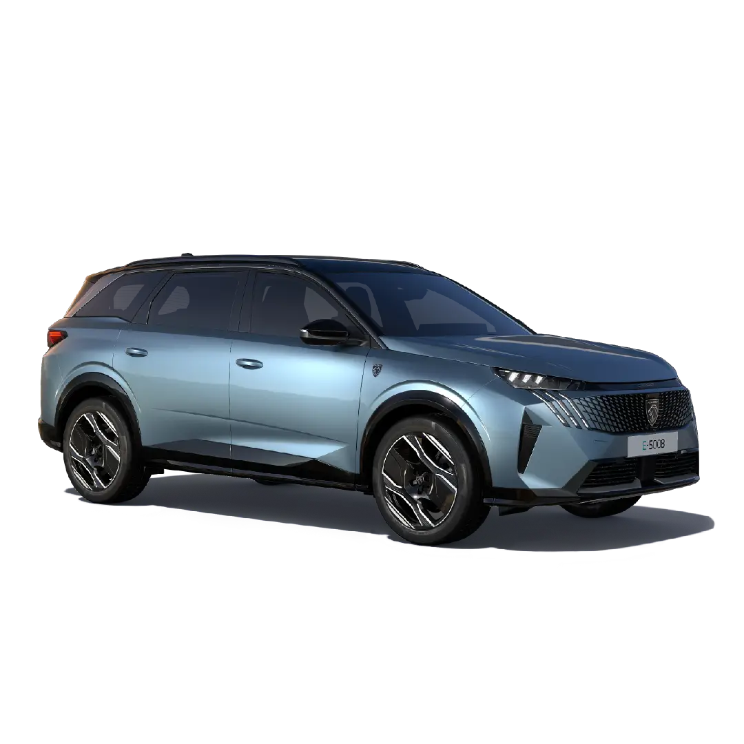 Nuova Peugeot 5008 vista anteriore, grande SUV dal design moderno ed elegante con firma luminosa a tre artigli disponibile presso Auto Zatti.