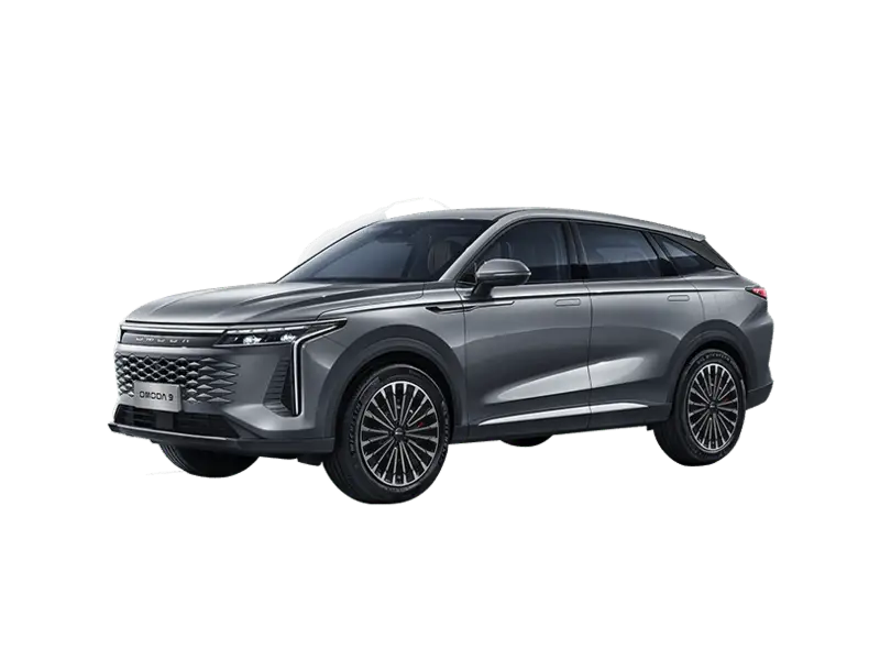 Nuova OMODA 9 SHS-P vista anteriore, SUV Plug-in Hybrid premium dal design elegante e futuristico disponibile presso Auto Zatti.