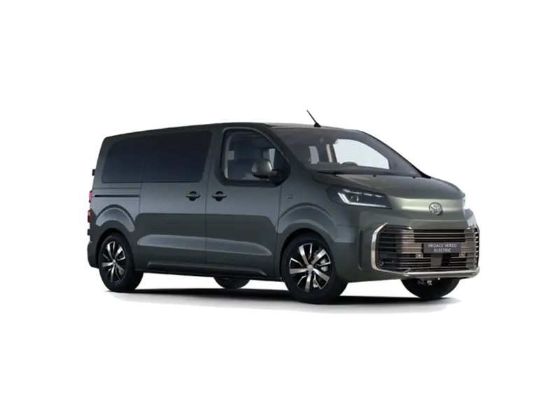 Nuovo Toyota Proace Verso Electric vista anteriore, van 100% elettrico fino a 9 posti disponibile da Auto Zatti a Mantova, Brescia e Verona.