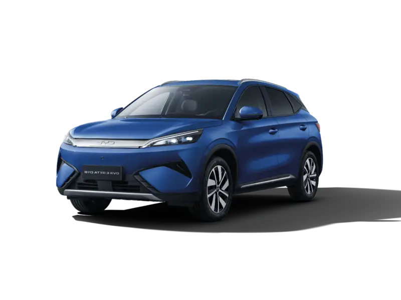 Nuova BYD ATTO 3 EVO vista anteriore, SUV 100% elettrico dal design moderno e dinamico disponibile presso Auto Zatti.