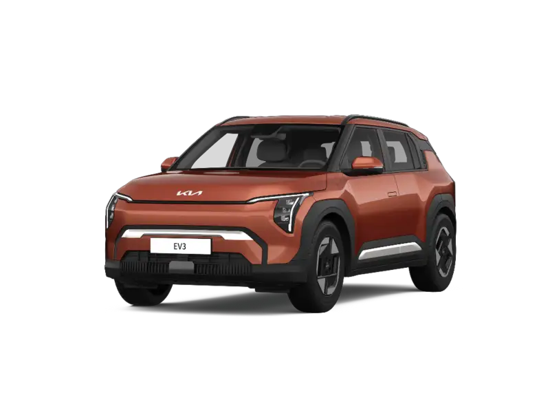 Nuova Kia EV3 vista anteriore, SUV compatto 100% elettrico dal design moderno e distintivo disponibile presso Auto Zatti.