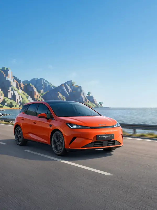 Interni della BYD DOLPHIN G DM-i con display touchscreen da 12,8 pollici, tecnologie connesse e abitacolo spazioso pensato per comfort e praticità quotidiana.